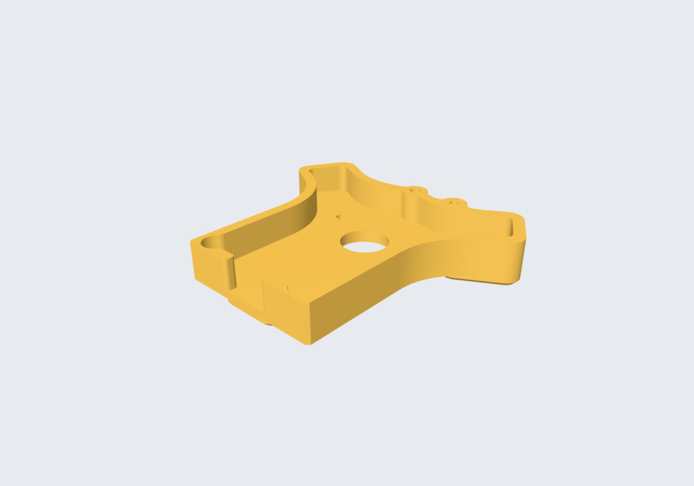 E3D tool-head face plate. CAD render, not a photograph. One aluminum face-plate component, not a complete tool changer.